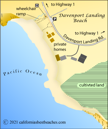 Davenport Landing Beach map, Davenport,  CA