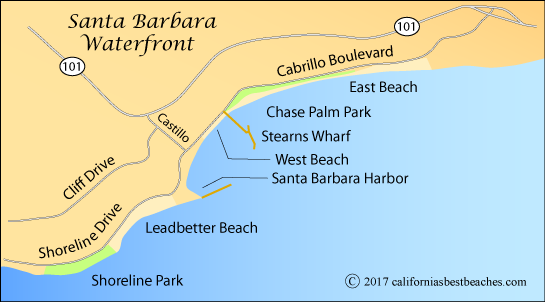 map of waterfront in Santa Barbara, California