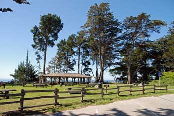 picnic area at New Brighton Beach, Santa Cruz County, CA